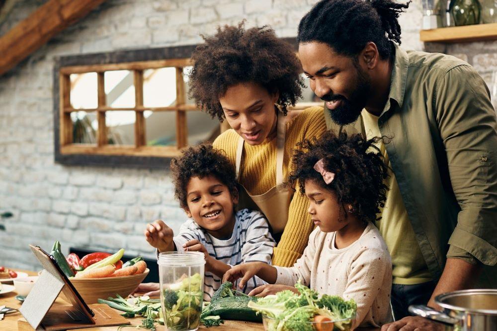 A family cooking together