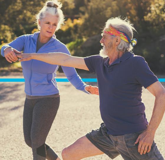 Husband and wife exercising.